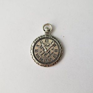 Vintage Silver Stop Watch Clock Pendant